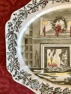 Johnson Brothers Merry Christmas 20 Oval Platter England Genuine Hand Engraving