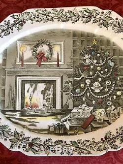 Johnson Brothers Merry Christmas 20 Oval Platter England Genuine Hand Engraving