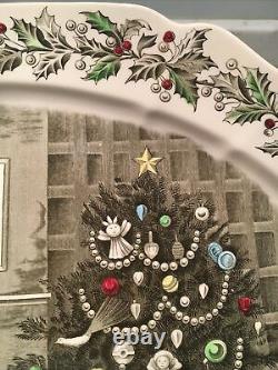 Johnson Brothers Merry Christmas 20 Oval Platter England Genuine Hand Engraving