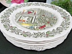 Johnson Brothers Merry Christmas pattern 6 dinner plates England painted