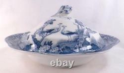 Johnson Brothers Mongolia Covered Vegetable Dish Tureen Oval Gray Blue As Is