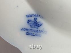 Johnson Brothers NORMANDY Beautiful Flow Blue 4 Large Rim Soup Bowls GC