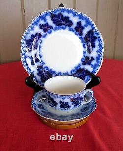 Johnson Brothers NORMANDY Deep Blue Flow Blue Leaves & Small Flowers TRIO SET