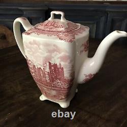 Johnson Brothers OLD BRITAIN CASTLES 8 BLARNEY COFFEE TEA POT PINK RED RARE