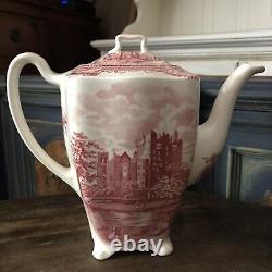 Johnson Brothers OLD BRITAIN CASTLES 8 BLARNEY COFFEE TEA POT PINK RED RARE