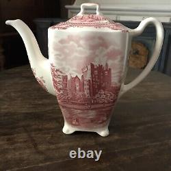 Johnson Brothers OLD BRITAIN CASTLES 8 BLARNEY COFFEE TEA POT PINK RED RARE