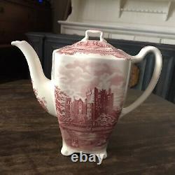 Johnson Brothers OLD BRITAIN CASTLES 8 BLARNEY COFFEE TEA POT PINK RED RARE