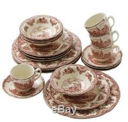 Johnson Brothers OLD BRITAIN CASTLES PINK 20 Pc Dinnerware Set for 4. Cheap