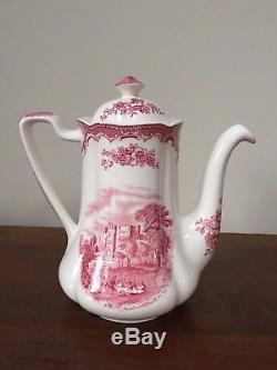 Johnson Brothers OLD BRITAIN CASTLES PINK 4 Cup Coffee Pot & Lid Crown ENGLAND