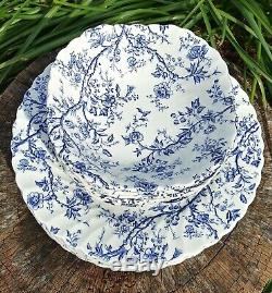 Johnson Brothers Old Bradbury Blue Dinner Plates & Soup/ Cereal Bowls Set of 15
