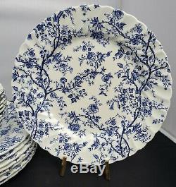 Johnson Brothers Old Bradbury Blue Dinner Plates & Soup/ Cereal Bowls Set of 15
