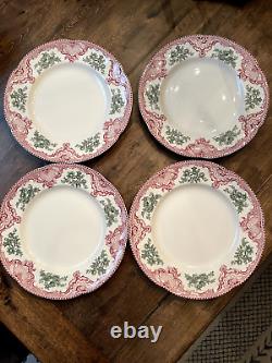Johnson Brothers Old Britain Castles Christmas Accent Dinner Plate Set of 4 RARE