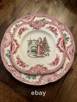 Johnson Brothers Old Britain Castles Christmas Accent Dinner Plate Set of 4 RARE