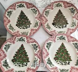 Johnson Brothers Old Britain Castles Christmas Tree Dinner Plates Set of 4