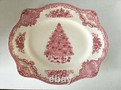 Johnson Brothers Old Britain Castles PINK CHRISTMAS 4 Plates Bowl Platter Set