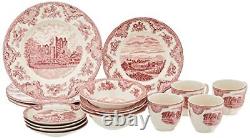 Johnson Brothers Old Britain Castles Pink 20-Piece Dinnerware set Pink & Cream