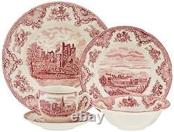 Johnson Brothers Old Britain Castles Pink 20-Piece Dinnerware set Pink & Cream