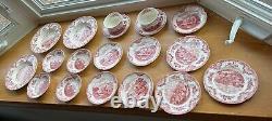 Johnson Brothers Old Britain Castles Pink 21 Pc Red Mark Bowls, Plates, Cups