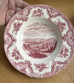 Johnson Brothers Old Britain Castles Pink 21 Pc Red Mark Bowls, Plates, Cups