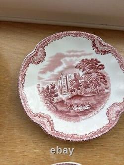 Johnson Brothers Old Britain Castles Pink 21 Pc Red Mark Bowls, Plates, Cups