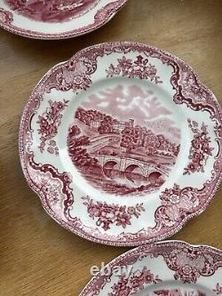 Johnson Brothers Old Britain Castles Pink 21 Pc Red Mark Bowls, Plates, Cups
