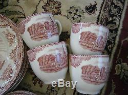 Johnson Brothers Old Britain Castles Pink 4 Serving Table Setting Plate Bowl Cup