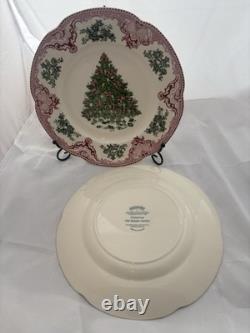 Johnson Brothers Old Britain Castles Pink Christmas 10 1/2 Inch Dinner Plates #2