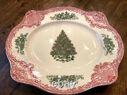 Johnson Brothers Old Britain Castles Pink Christmas Oval Serving Platter RARE