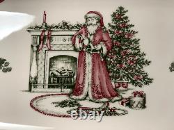 Johnson Brothers Old Britain Castles Pink Christmas Rectangular Santa Tray RARE