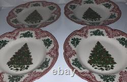 Johnson Brothers Old Britain Castles Pink Christmas Salad Plate LOT OF 4