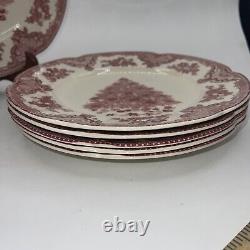 Johnson Brothers Old Britain Castles Pink Christmas Tree Dinner Plates Set Of 6