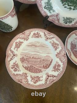 Johnson Brothers Old Britain Castles Pink Christmas Tree Place Setting 7 Pieces