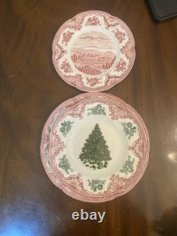 Johnson Brothers Old Britain Castles Pink Christmas Tree Place Setting 7 Pieces