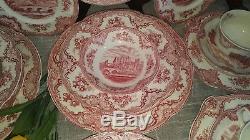 Johnson Brothers Old Britain Castles Pink Service for 6 + Serving Pieces