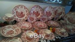 Johnson Brothers Old Britain Castles Pink Service for 6 + Serving Pieces