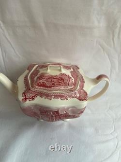 Johnson Brothers Old Britain Castles Pink Teapot Sugar Bowl with Lid Creamer NOS