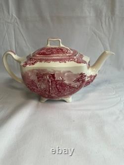 Johnson Brothers Old Britain Castles Pink Teapot Sugar Bowl with Lid Creamer NOS
