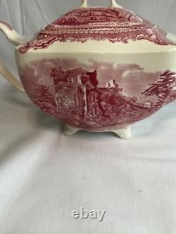 Johnson Brothers Old Britain Castles Pink Teapot Sugar Bowl with Lid Creamer NOS