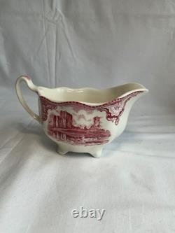 Johnson Brothers Old Britain Castles Pink Teapot Sugar Bowl with Lid Creamer NOS