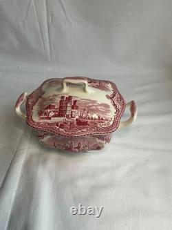Johnson Brothers Old Britain Castles Pink Teapot Sugar Bowl with Lid Creamer NOS