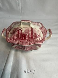 Johnson Brothers Old Britain Castles Pink Teapot Sugar Bowl with Lid Creamer NOS