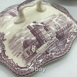 Johnson Brothers Old Britain Castles Rare Purple Covered Sugar Bowl + Creamer
