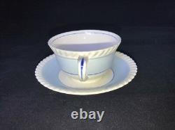 Johnson Brothers Old English 5 Cups & Saucers Light Blue Band Navy Line Scallop