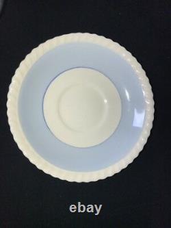 Johnson Brothers Old English 5 Cups & Saucers Light Blue Band Navy Line Scallop