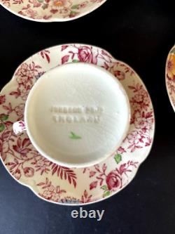 Johnson Brothers Old English Chintz Pink Floral Set of 6 Demitasse Cups & Saucer