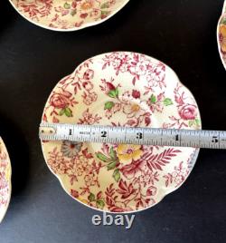 Johnson Brothers Old English Chintz Pink Floral Set of 6 Demitasse Cups & Saucer