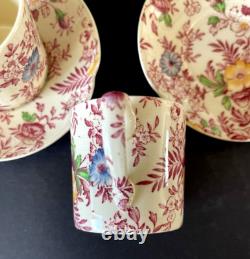 Johnson Brothers Old English Chintz Pink Floral Set of 6 Demitasse Cups & Saucer