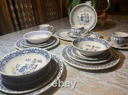 Johnson Brothers Old Granite Hearts & Flowers 20-Piece Dinner Set Vintage
