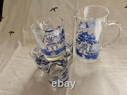Johnson Brothers Pagoda Glass Pitcher (dicontinued) With 4 Juice Glassesnew