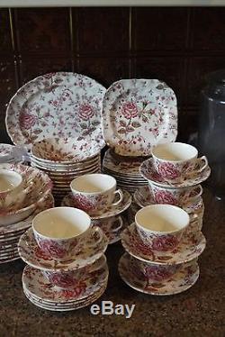 Johnson Brothers ROSE CHINTZ PINK Dinnerware 75 Pcs MADE IN ENGLAND